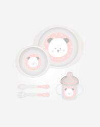 Saro Baby Set de masă pentru copii, 5 piese, Jungle Party Pink Set pentru masa bebelusi