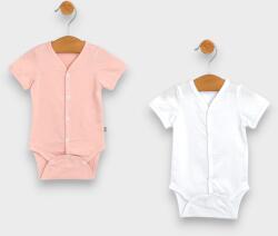 Rainy Set de 2 body-uri cu mâneci scurte 56-80 cm. bomboană/alb