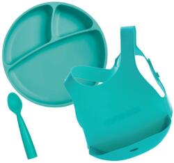 Minikoioi Set de hrănire Feeding Set 100% silicon 6 luni+ Green Set pentru masa bebelusi