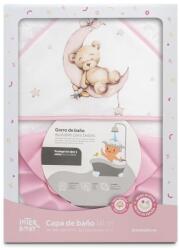 Interbaby Set prosop pentru bebeluși 100x100 cm + glugă Oso Luna Estrellas Alb/Roz