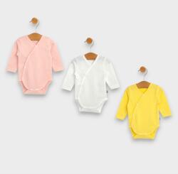 Rainy Set de 3 body-uri cu mâneci lungi 48 - 80 cm. bomboană/ecru/ananas