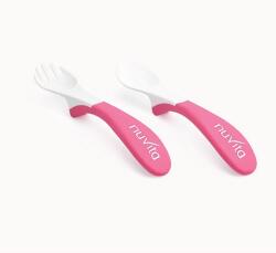 Nuvita Set linguriță și furculiță Pink 8470 Set pentru masa bebelusi
