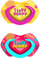 Canpol Suzetă din silicon pentru bebeluși Neon Love (6-18 luni) roz, 2 buc. 22/653_pin