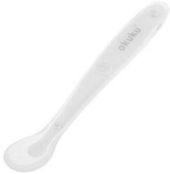 Akuku Linguriță de silicon pentru bebeluși, albă, 0417 Set pentru masa bebelusi