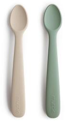 Mushie Lingurițe de silicon pentru hrănire 2 buc. Cambridge Blue/Shifting Sand Set pentru masa bebelusi
