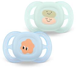 Philips Suzete ortodontice, 2 buc. Ultra Start (0-2 luni) + cutie de sterilizare cu zâmbet/ochișori pentru băiețel 00A. 0634.001