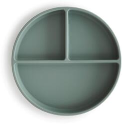 Mushie Farfurie din silicon cu ventuză și trei compartimente Cambridge Blue Set pentru masa bebelusi