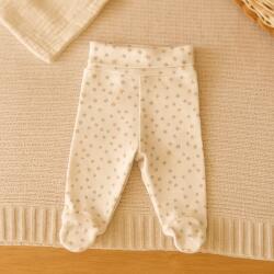 Rainy Pantaloni cu botoșei pentru bebeluși cu talie pliabilă, 48-68 cm, Stele gri și bej