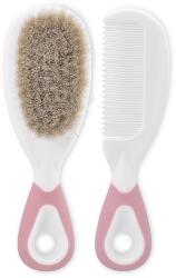 Lorelli Baby Care Set pieptene și perie cu păr natural Blush Pink 10240350001
