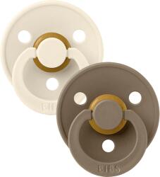 BIBS Colour Suzetă din cauciuc Round 2 buc. (0-6 luni) Ivory/Dark Oak 110358