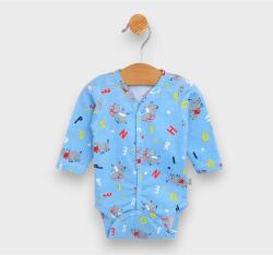 Rainy Body pentru bebeluși cu închidere în față, mâneci lungi, 48 - 62 cm. Animale, albastru