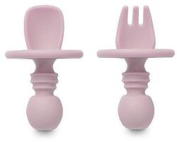 Interbaby Set de tacâmuri din silicon Anti-Choking Dark Pink Set pentru masa bebelusi