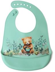 KioKids Bavețică din silicon pentru bebeluși cu buzunar Ursuleț 03738-1 Bavata