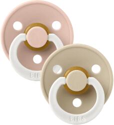 BIBS Colour GLOW Suzetă din cauciuc Round 2 buc. (6-18 luni) Blush/Vanilla