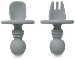 Interbaby Set de tacâmuri din silicon Anti-Choking Petrol Grey Set pentru masa bebelusi