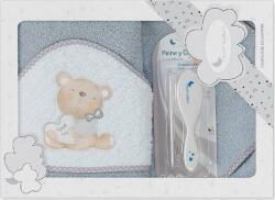 Interbaby Set prosop pentru bebeluși 100x100 cm cu pieptene și perie Love you Grey