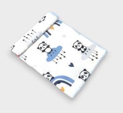 Rainy Scutec din catifea pentru bebeluși 80x35 cm. Panda pe curcubeu albastru