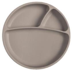 Minikoioi Farfurie din silicon cu ventuză Portions Grey 101050004 Set pentru masa bebelusi