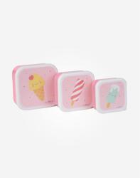 Saro Baby Set de cutiuțe pentru prânz pentru copii, 3 buc. Ice Cream Pink Set pentru masa bebelusi