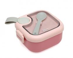 KioKids Cutie pentru mâncare 750 ml cu linguriță roz 3535 Set pentru masa bebelusi