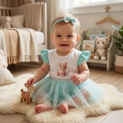 Rainy Rochie-body pentru bebeluși cu tul și diademă 56-80 cm. aqua