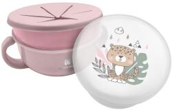 Kikkaboo Cupă pentru gustări 2 în 1 Savanna Pink 31302040129 Set pentru masa bebelusi