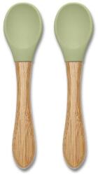 Lorelli Lingurițe din silicon pentru bebeluși cu mâner din bambus, set de 2 buc. Fresh Green 10230680004 Set pentru masa bebelusi