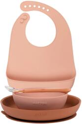 Nattou Set de masă bib roz Set pentru masa bebelusi
