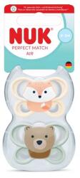 Nuk Suzetă din silicon Perfect Match 0-2 luni, 2 buc. , AIR, Vulpe/Ursuleț