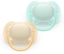 Philips Suzete ortodontice Ultra Soft + cutie de sterilizare (0-6 luni) galben/albastru pastel 2 buc. 00A. 0663.001