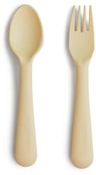 Mushie Set furculiță și lingură Pale Daffodil Set pentru masa bebelusi
