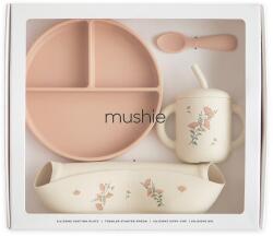 Mushie Set de masă 4 piese Pink Flowers Set pentru masa bebelusi