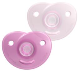 Philips Suzete ortodontice Soothie, 2 buc. + cutie de sterilizare (0-6 luni), roz