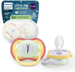 Philips Suzete ortodontice Ultra Air Night + cutie de sterilizare (0-6 luni) fluture/omidă roz, 2 buc. 00A. 0657.001