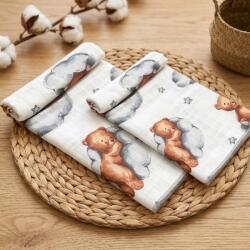 Rainy Scutece din muselină pentru bebeluși, 2 buc. Ursuleț pe nor, gri