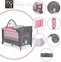 Moni Pătuț pliabil cu 2 niveluri Sleepy roz 2021