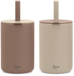 KioKids Pahare de silicon pentru copii cu pai 180 ml 2 buc. Beige 04255-2