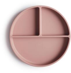 Mushie Farfurie din silicon cu vid, cu trei compartimente Blush Set pentru masa bebelusi