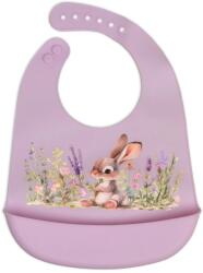 KioKids Bavețică din silicon pentru bebeluși cu buzunar Iepuraș Lavender 05375-6 Bavata