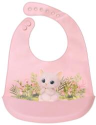 KioKids Bavețică din silicon pentru bebeluși cu buzunar Pisicuță roz 06652-7 Bavata