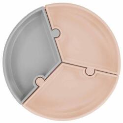 Minikoioi Farfurie din silicon cu ventuză - 3 piese Puzzle Bubble Beige/Grey 101050054 Set pentru masa bebelusi