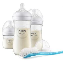 Philips Set pentru nou-născuți Natural Response 3.0 cu 3 biberoane + perie SCD837/12