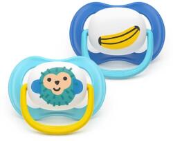 Philips Suzete ortodontice Ultra Air + cutie de sterilizare (0-18 luni) banană/maimuțică albastră, 2 buc. 00A. 0639.001