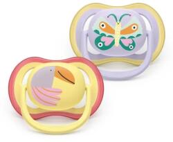 Philips Suzete ortodontice Ultra Air + cutie de sterilizare (0-6 luni) fluture/pasăre roz, 2 buc. 00A. 0644.001