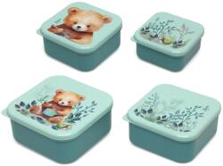 KioKids Set de 4 cutii pentru alimente Ursuleț Sage Green 04187-6 Set pentru masa bebelusi