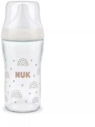 Nuk Biberoană din sticlă pentru bebeluși Nuk Perfect Match 230 ml cu tetină din silicon M, 3+ luni. Curcubeu 10212056