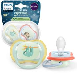 Philips Suzete ortodontice Ultra Air Night + cutie de sterilizare (0-6 luni) leneș/tigru albastru, 2 buc. 00A. 0656.001