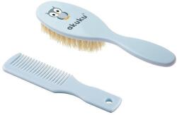 Akuku Pieptene și perie cu păr natural albastru 0457