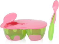 KioKids Bol dublu cu capac roz 01628-8 Set pentru masa bebelusi