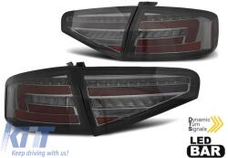  LED tuning hátsó lámpa szett Audi A4 B8 sedan 2012-2015 piros-füstös, halogén hátsó lámpás modellhez, bal és jobb (ABAUTX6010060)